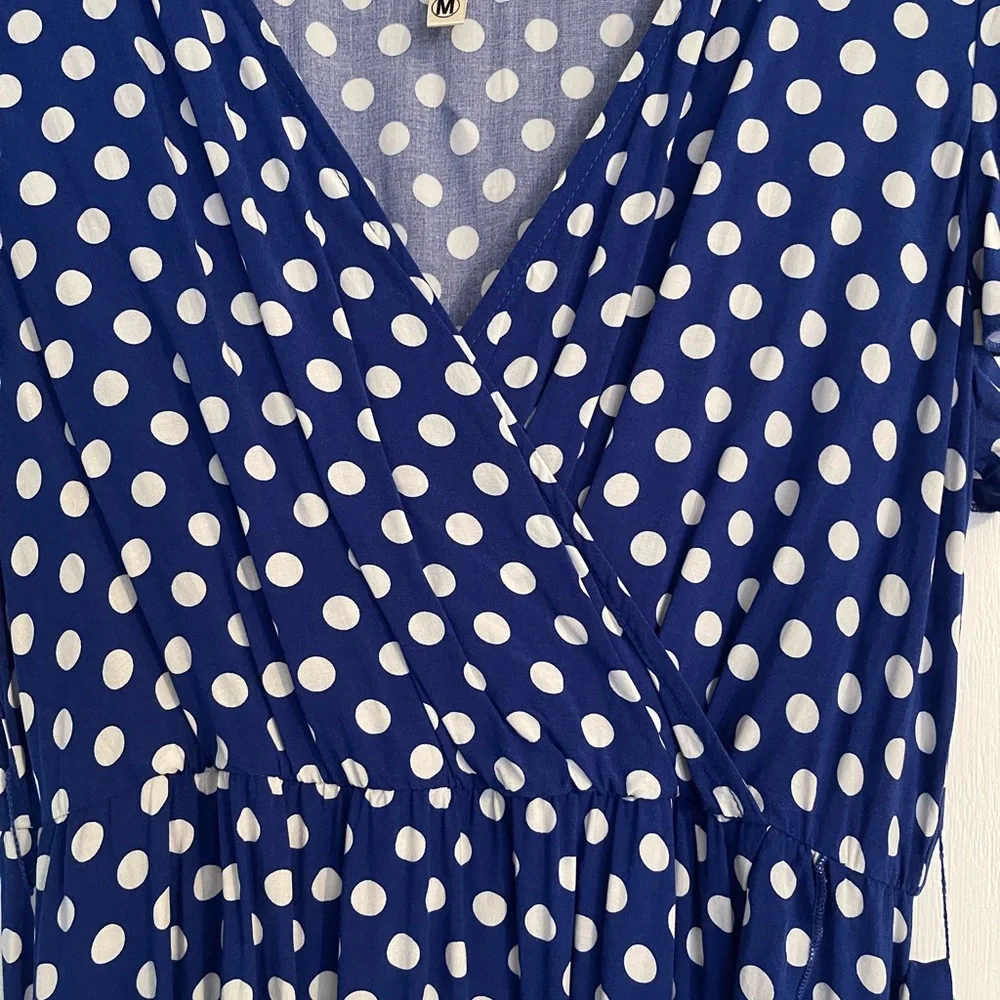 Super fun and cute blue dress with white polkadots - Picture 3 of 7
